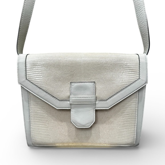 Yves Saint Laurent Handbags - Vintage Yves Saint Laurent White Lizard Shoulder Bag | 1980s | Made in France